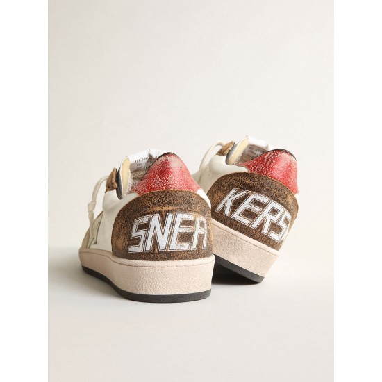 Ball Star Pro sneakers in white nappa leather with knurled ivory rubber inserts