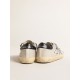 Super-Star in pale silver mesh with light blue suede star