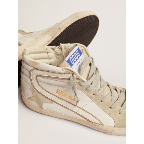 Men's Slide in leather with suede details