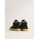 Slide LTD in green suede and black canvas with suede star and flash