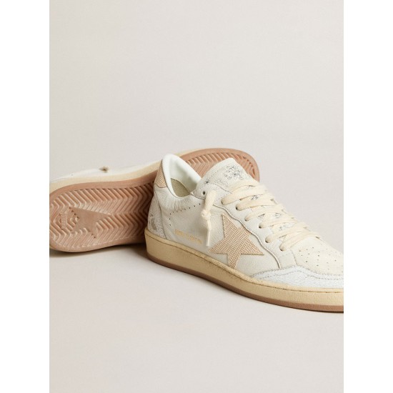 Men’s Ball Star LTD CNY in white leather with ivory star