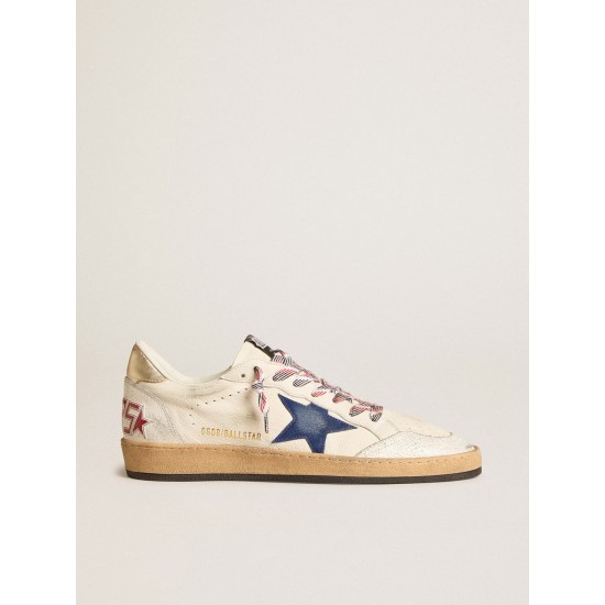 Men's Ball Star in nappa leather with blue suede star and platinum leather heel tab