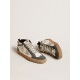 Mid Star in nappa leather with silver leather star and black suede flash