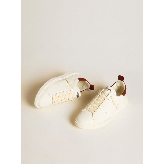 Men’s Starter in white leather with burgundy nubuck heel tab