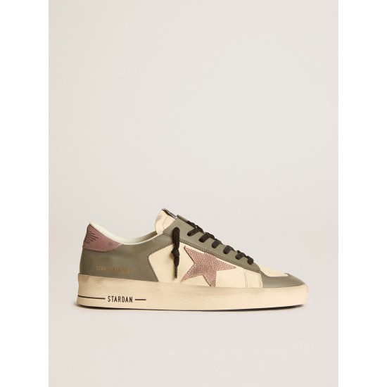 Men's Stardan LTD in gray leather with a pink leather star and heel tab