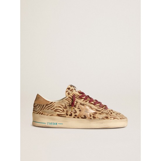 Men's Stardan LTD in animal-print pony skin with gold glitter star