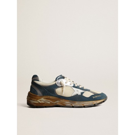 Men’s Dad-Star in petrol-blue suede with white leather star