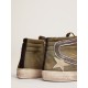 Slide Penstar in army green canvas with an ice-colored star