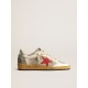 Ball Star in gray suede with red star and silver heel tab