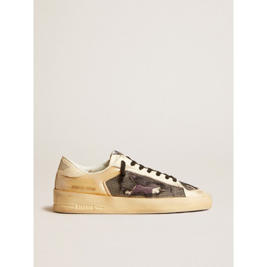 Men's Stardan LAB in ecru nappa and mesh with purple leather star