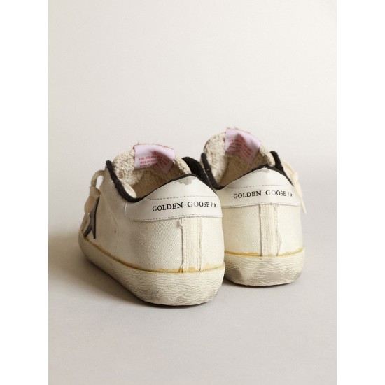 Men's Super-Star LTD in beige canvas with black star