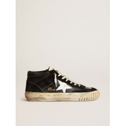 Men’s Mid Star in black nappa and suede with white leather star