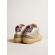 Mid Star LAB in silver metallic leather and mesh with perforated star