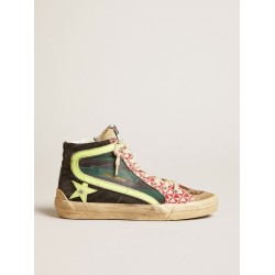 Men’s Slide LAB in camo canvas with yellow leather star and flash