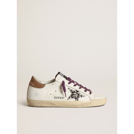 Super-Star with leopard pony skin star and brown nubuck heel tab