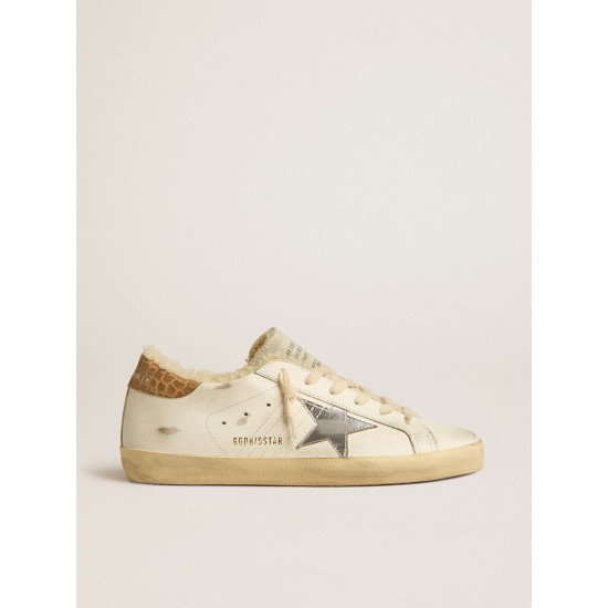 Super-Star with silver leather star and crocodile-print leather heel tab
