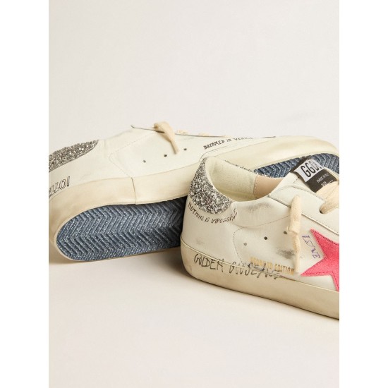 Super-Star LTD with fluorescent lobster suede star and glitter heel tab