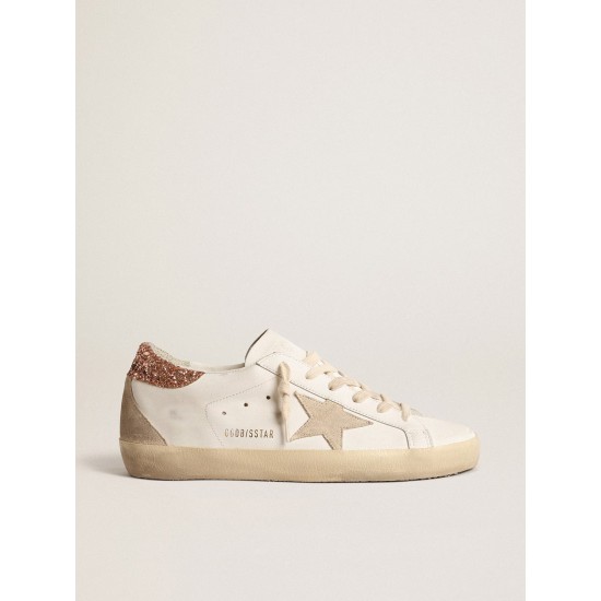 Women's Super-Star with a suede star and peach-pink glitter heel tab