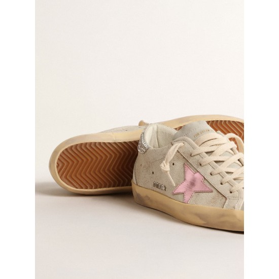 Super-Star LTD in ecru with Swarovski crystal heel tab