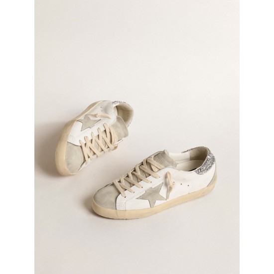 Women's Super-Star with gray star and silver glitter heel tab