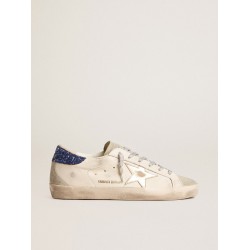 Women's Super-Star LTD in nappa leather with platinum star and blue glitter heel tab