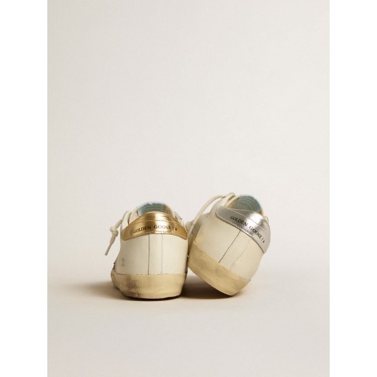 Super-Star in white leather and suede with silver and gold leather star