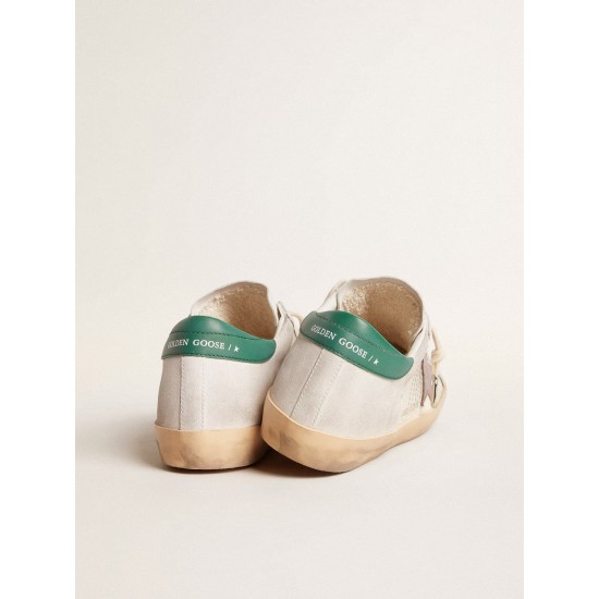 Super-Star LTD in suede with pink leather star and green heel tab