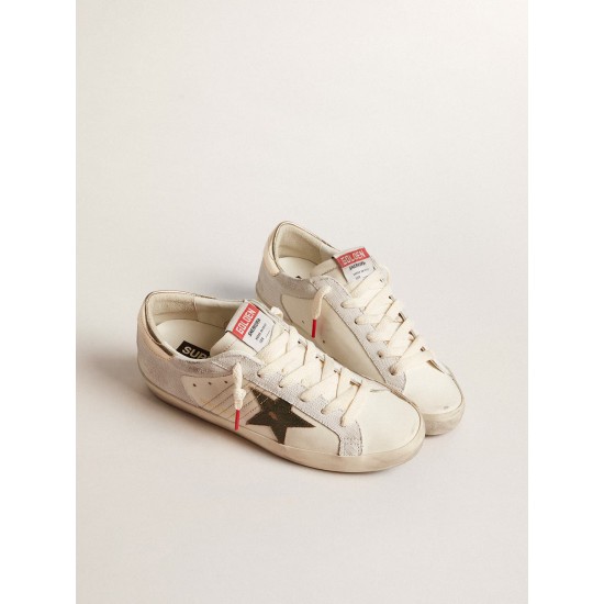 Women's Super-Star with lizard print with green star and platinum heel tab