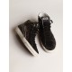 Slide in brown glitter with black leather star and flash