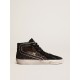 Slide in brown glitter with black leather star and flash