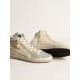 Slide in ivory nylon with white leather star and silver Swarovski crystal tongue