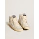 Slide with nude leather star and suede and Swarovski crystal flash