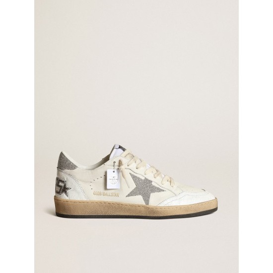 White Ball Star with a Swarovski crystal star and heel tab