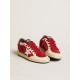 Ball Star in burgundy suede with silver leather star and heel tab