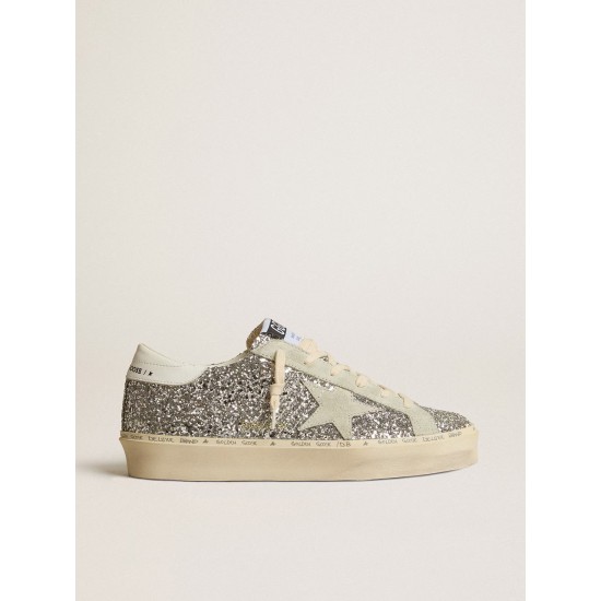 Women's Hi Star in silver glitter with suede star and white heel tab