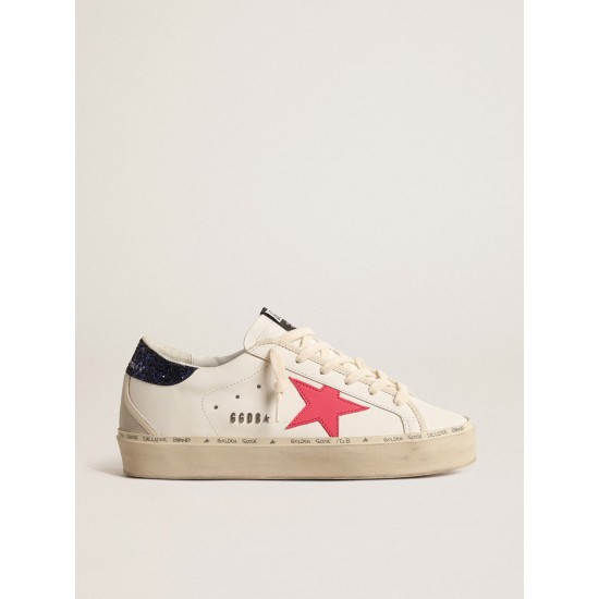 Hi Star with fuchsia leather star and blue glitter heel tab