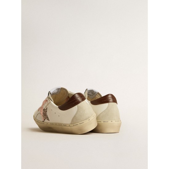 Women's Hi Star LTD with glitter star and brown lizard-print heel tab