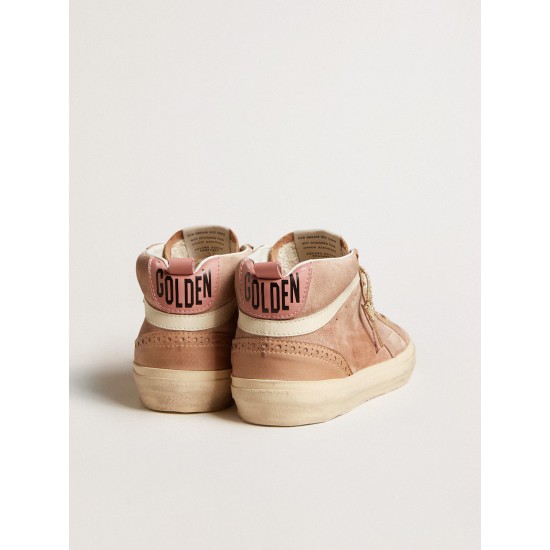 Women's Mid Star LTD in pink suede with pink lizard-print leather star