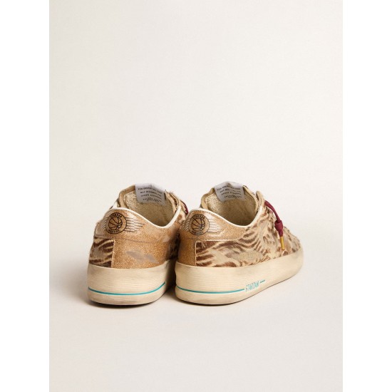 Women's Stardan LTD in animal-print pony skin with gold glitter star