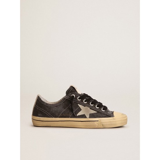 Women's V-Star LTD in black canvas with ice-gray star and heel