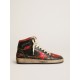 Women's Sky-Star in black glossy leather with red star