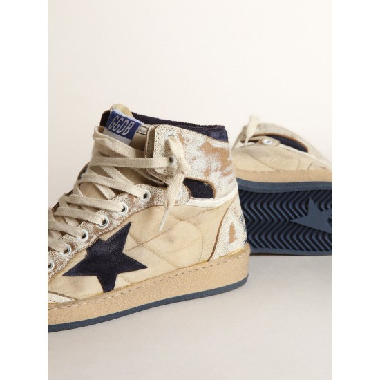 Women's Sky-Star in cream-colored nylon and white leather