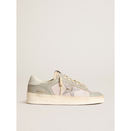Stardan in gray nappa leather and white mesh with gray leather star