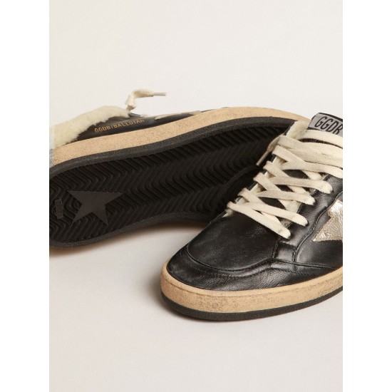 Ball Star Sabots in nappa with platinum star and shearling lining