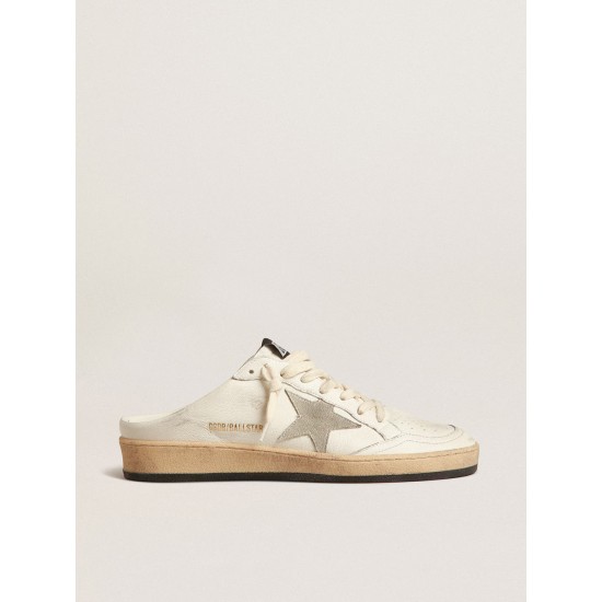 Ball Star Sabots in nappa leather with ice-gray suede star