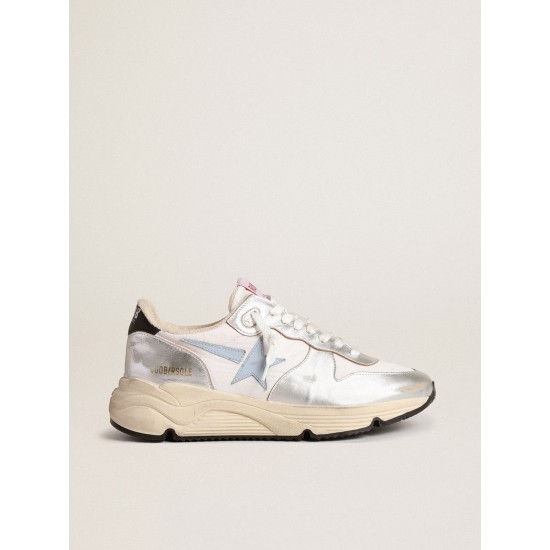 Running Sole in nylon and silver metallic leather with light blue star