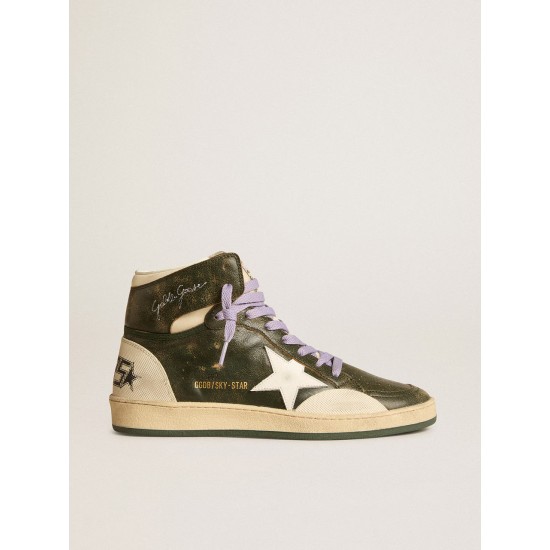 Women's Sky-Star Pro in green leather with white star