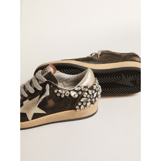Ball Star in black leather with Swarovski crystal decoration