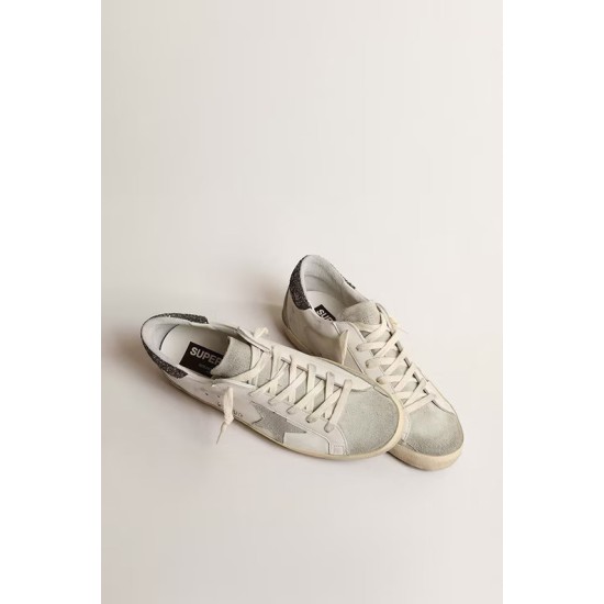 Women’s Super-Star with gray star and dark gray glitter heel tab