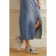 Super-Star Sabot distressed glittered leather and suede slip-on sneakers